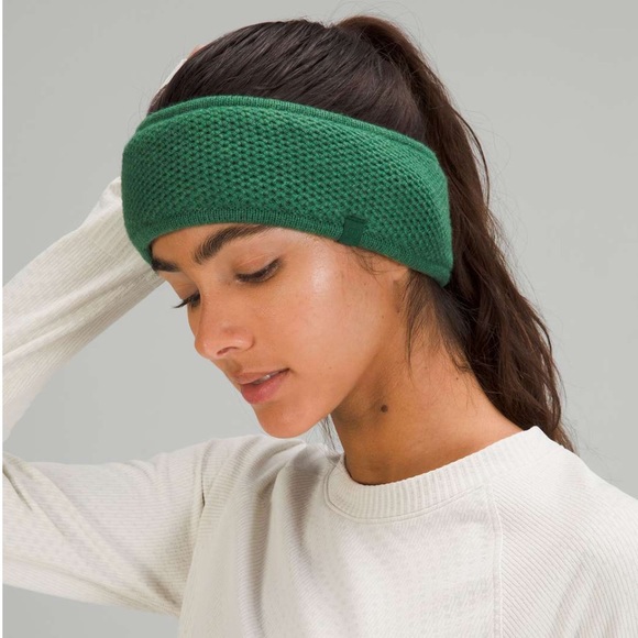 Lululemon Fleece-Lined Knit Ear Warmer in Heathered Everglade Green - Picture 1 of 9